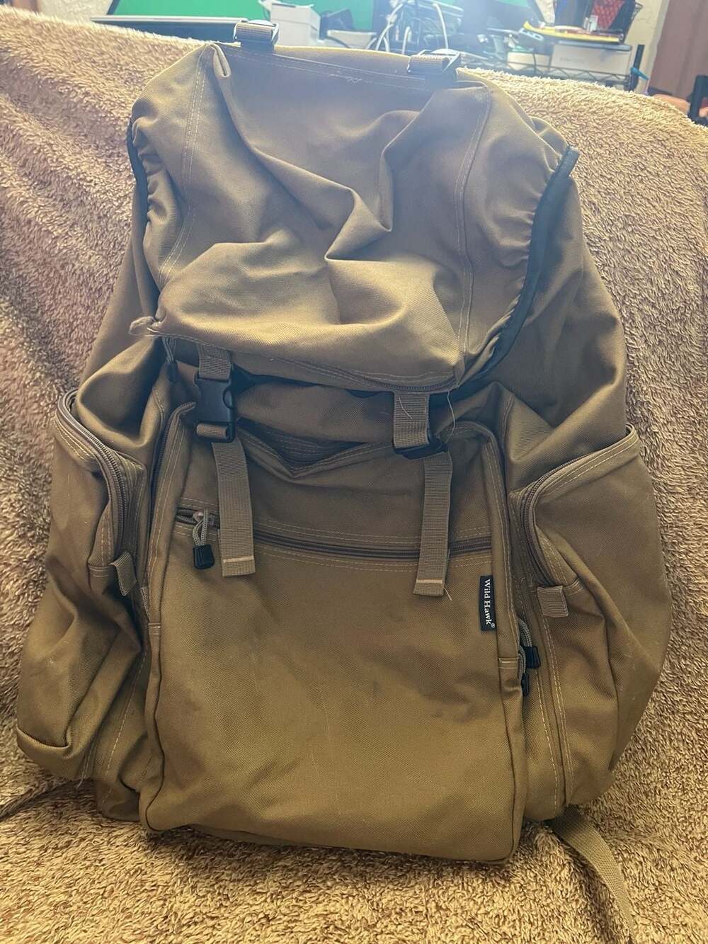 Wild Hawk Tactical Backpack Rucksack Coyote Tan Canvas Hiking